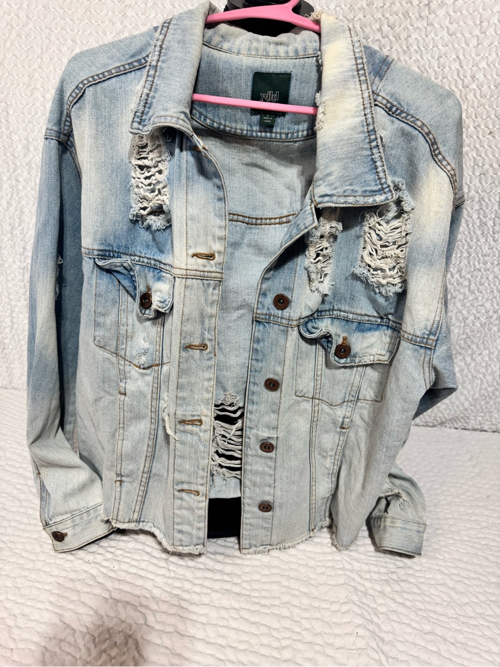 wild fable Light Wash Distressed Denim Jacket